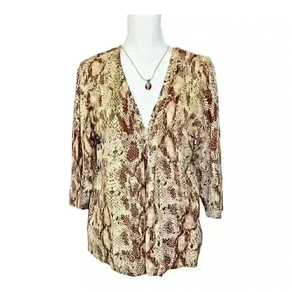FIRST ISSUE/Liz Claiborne Co, Womans SNAKESKIN Print Cardigan LIGHTWEIGHT XL - Picture 2 of 8